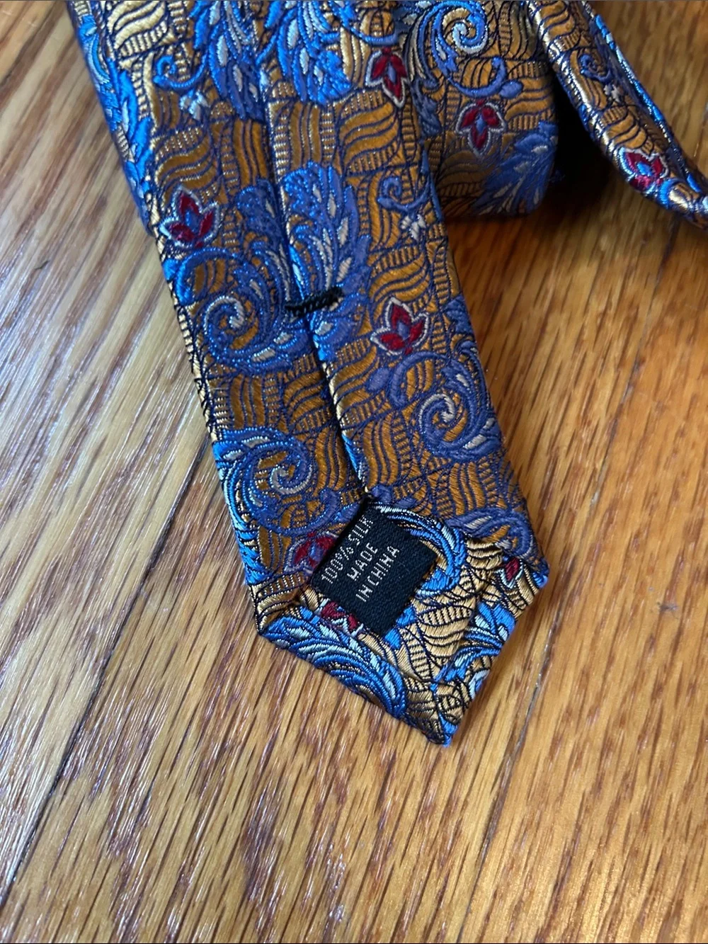 Jos. A. Bank Signature Gold 100% Silk Paisley Tie with Red Accents
